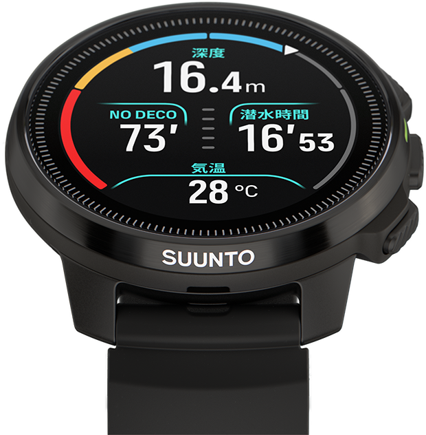 Suunto Ocean、多機能ダイブコンピュータがダイビングモードで表示されている様子